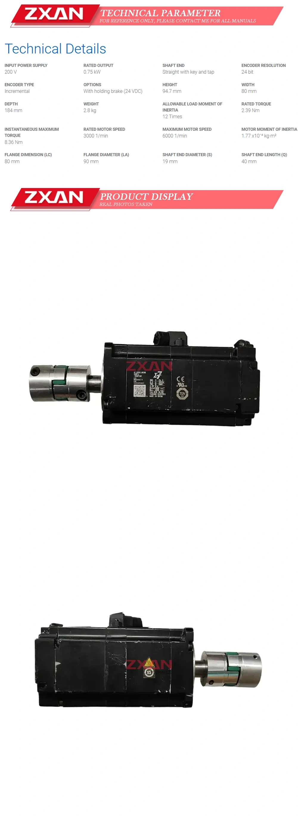 Yaskawa SGM7J-08AFC6E Description