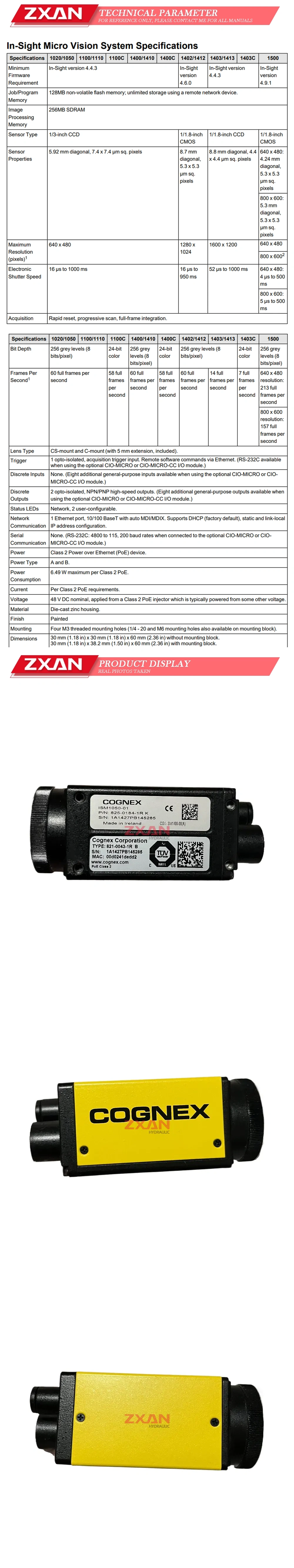 COGNEX 1SM1050-01 Description