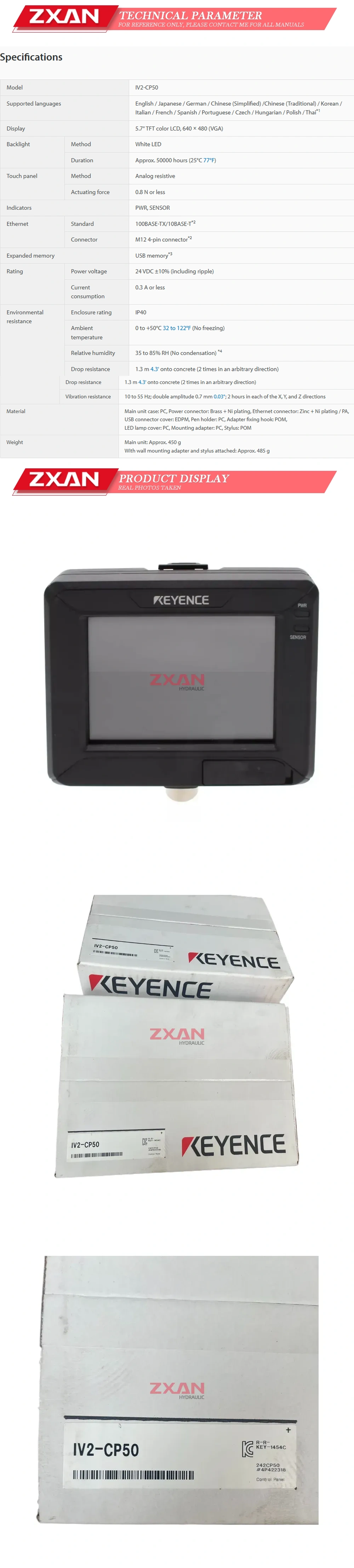 KEYENCE IV2-CP50 Description