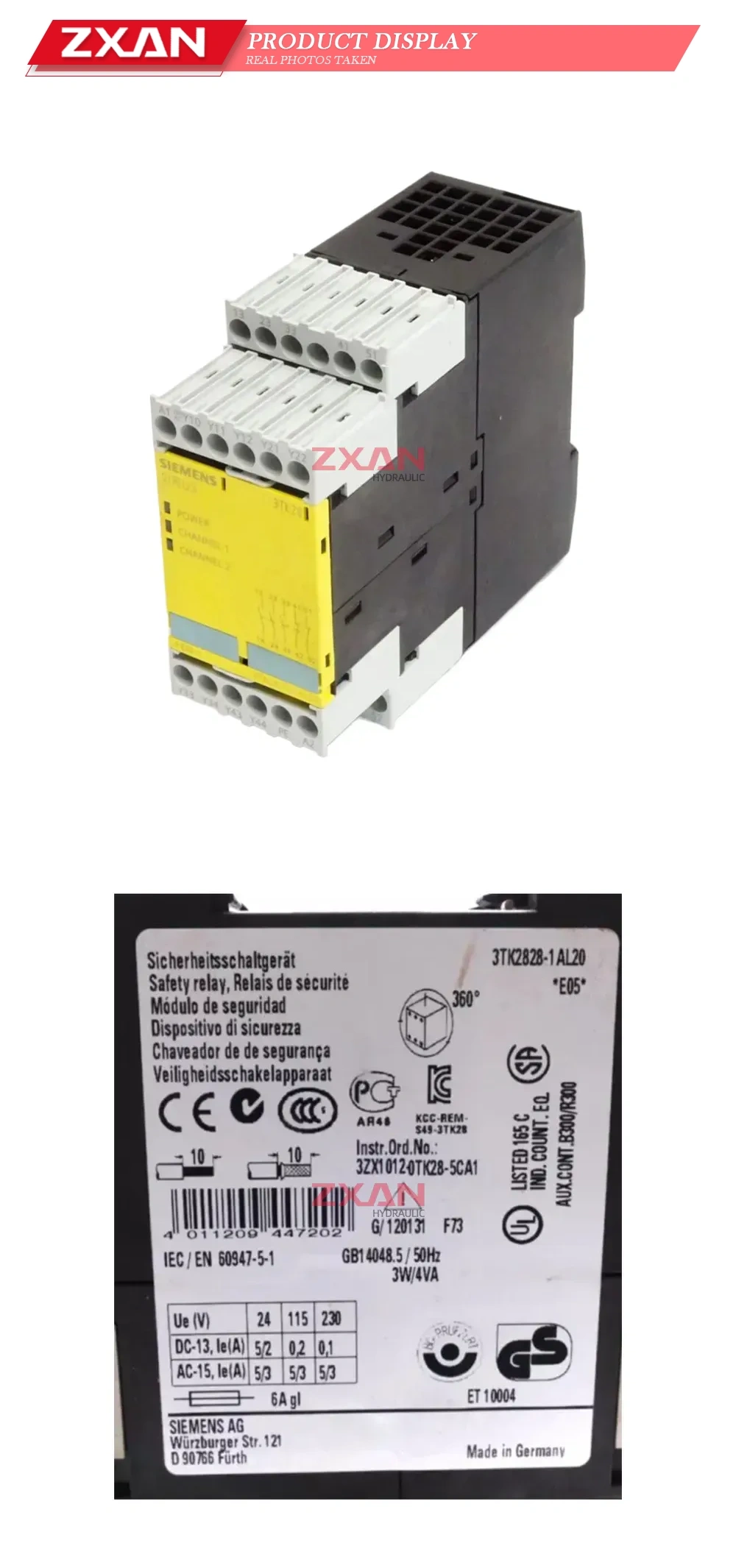 Siemens 3TK2828-1AL20 Safety Relay Description