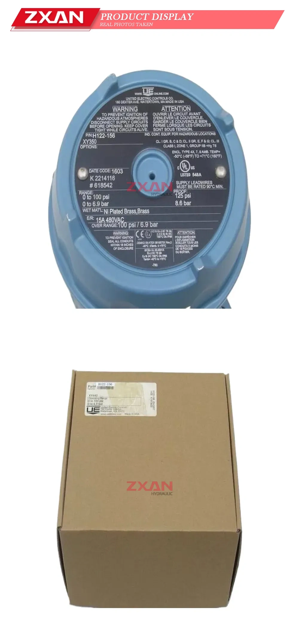 United Electric Controls H122-156 Pressure Switch Description