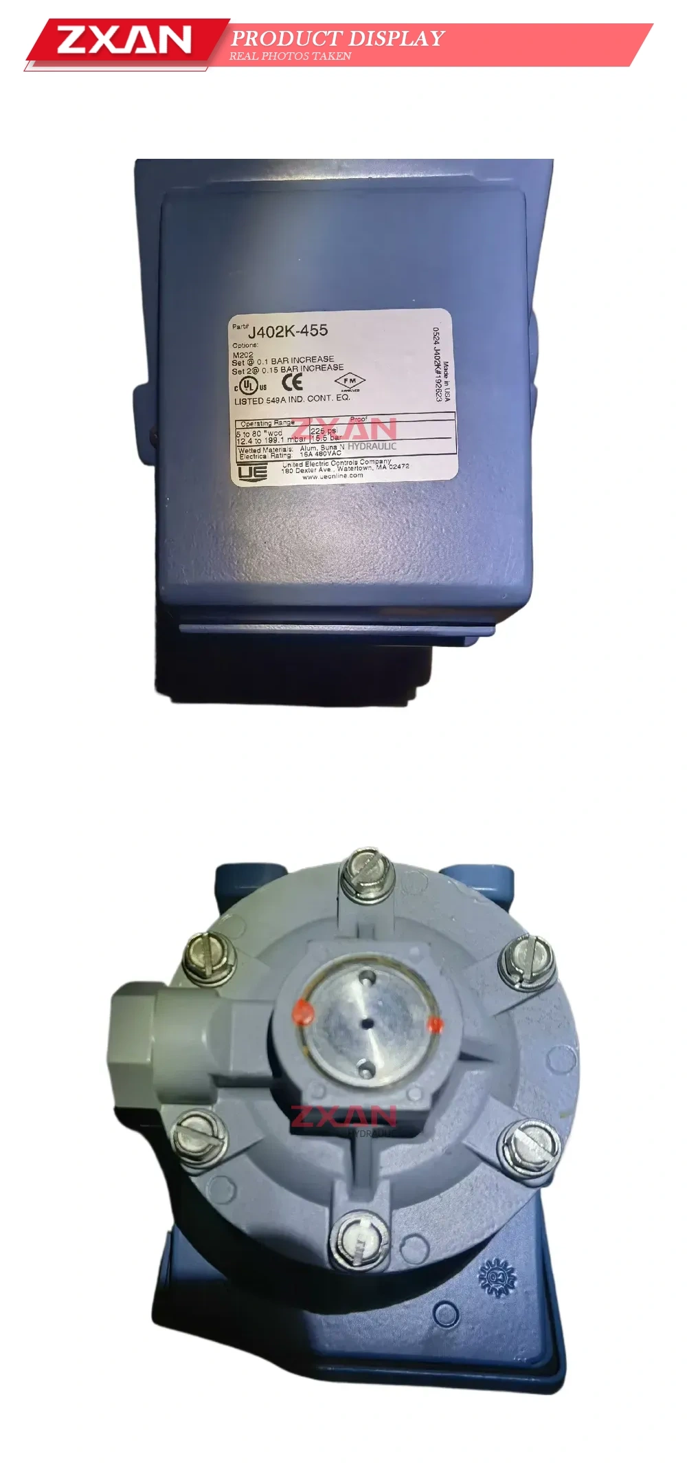 United Electric Controls J402K-455 Differential Pressure Switch Description