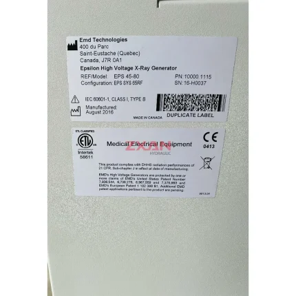 Emd Technologies EPS 45-80 Epsilon High Voltage X-Ray Generator