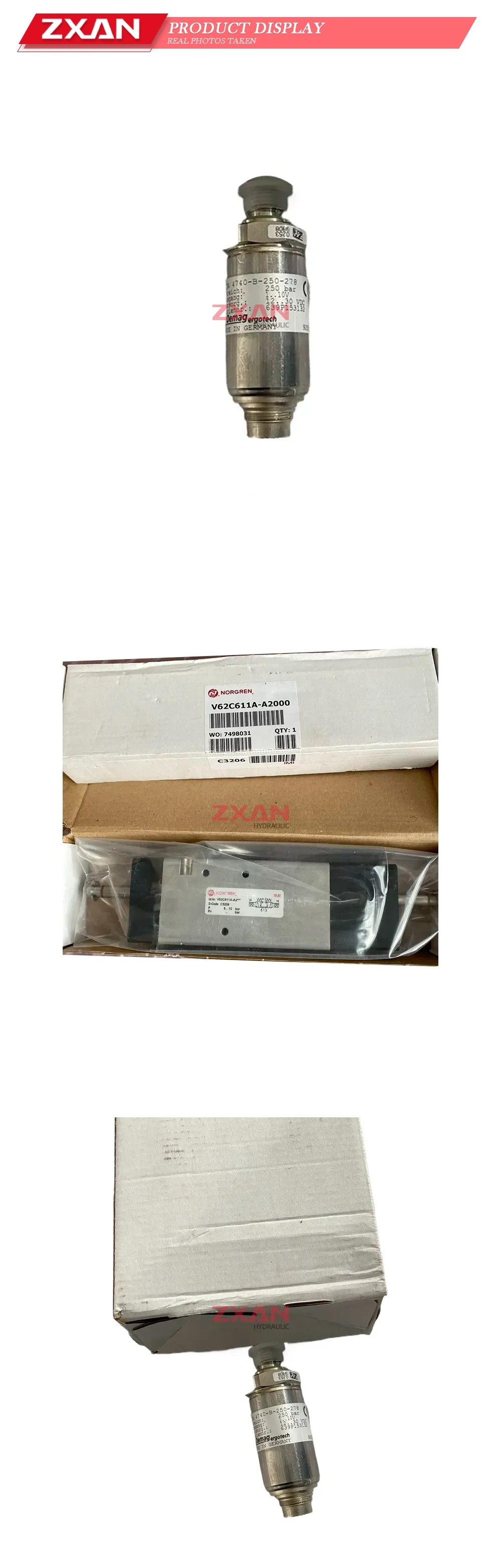 Demag Ergotech, Norgren 4740-B-250-278, V62C611A-A2000 Pressure Transducer and Pneumatic Valve Description