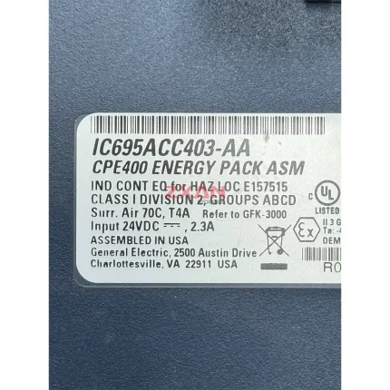 General Electric IC695ACC403-AA CPE400 Energy Pack Assembly