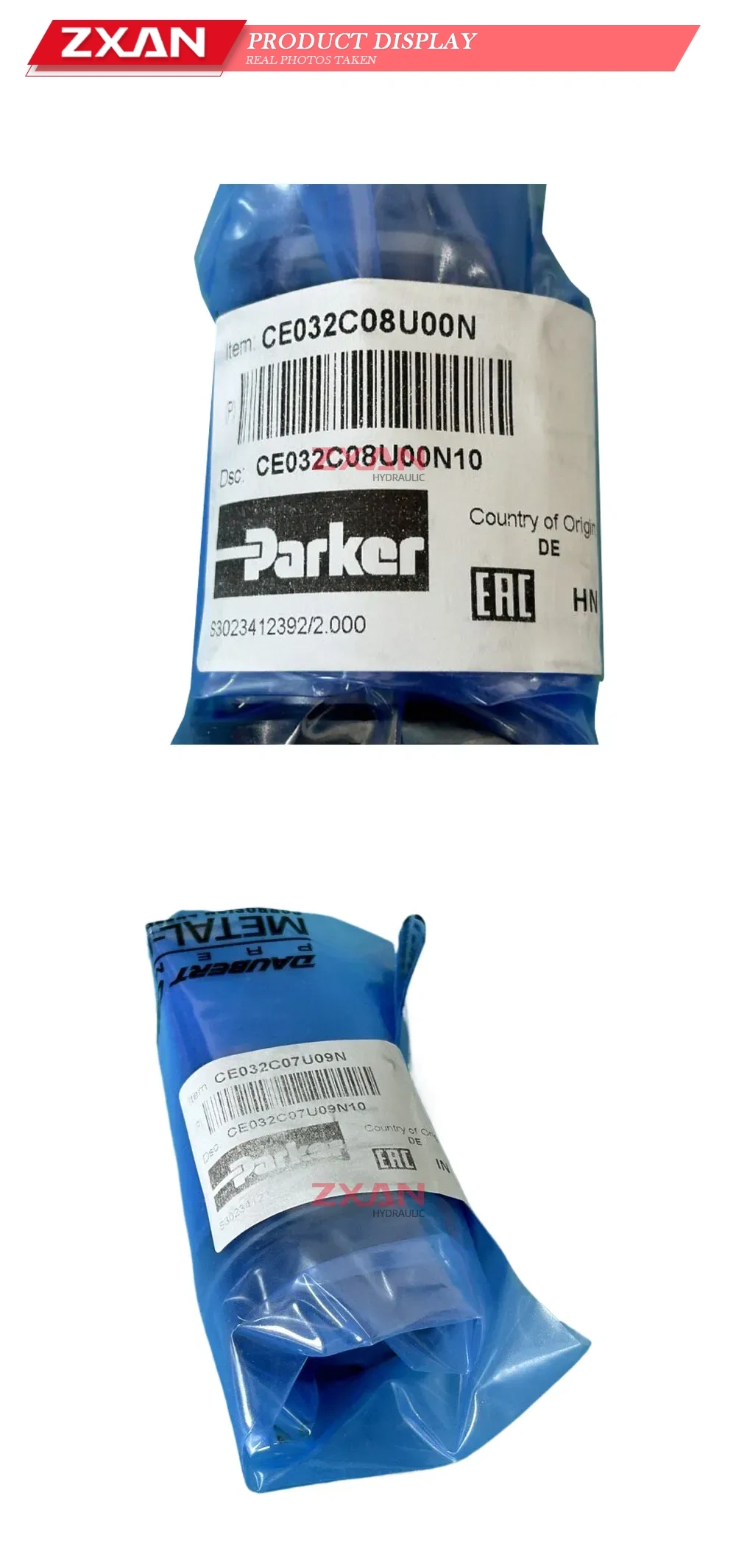 Parker CE032C08U00N / CE032C07U09N Hydraulic Cartridge Valve Description