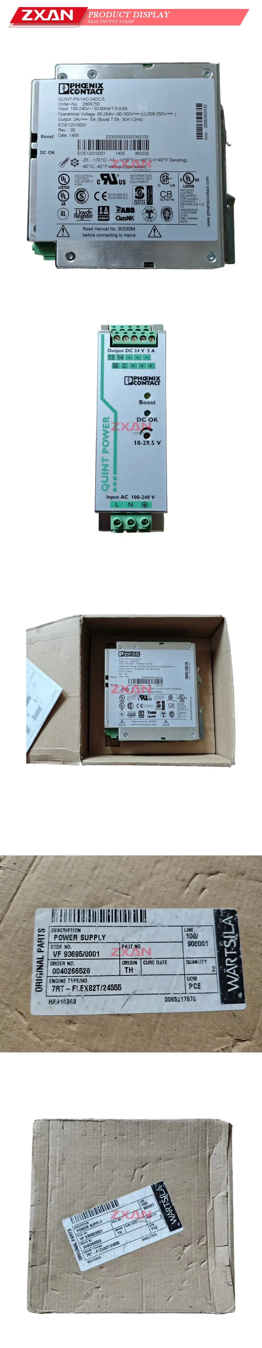Phoenix Contact QUINT-PS/1AC/24DC/5 (Order-No. 2866750); Wärtsilä Code No. VF 93695/0001 Switching Power Supply (DIN Rail Power Supply Unit) Description