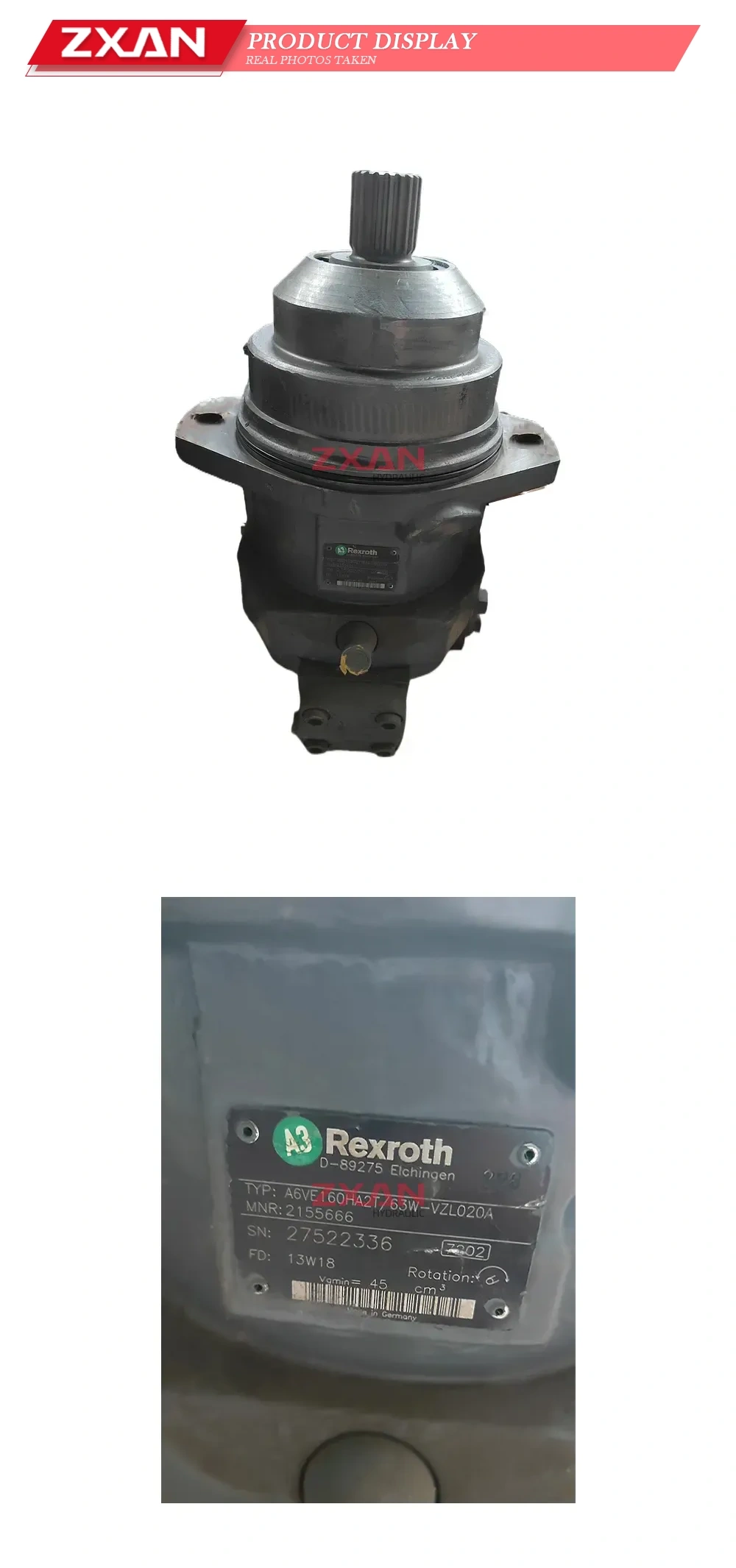 Rexroth A6VE160HA2T/63W-VZL020A Hydraulic Motor Description