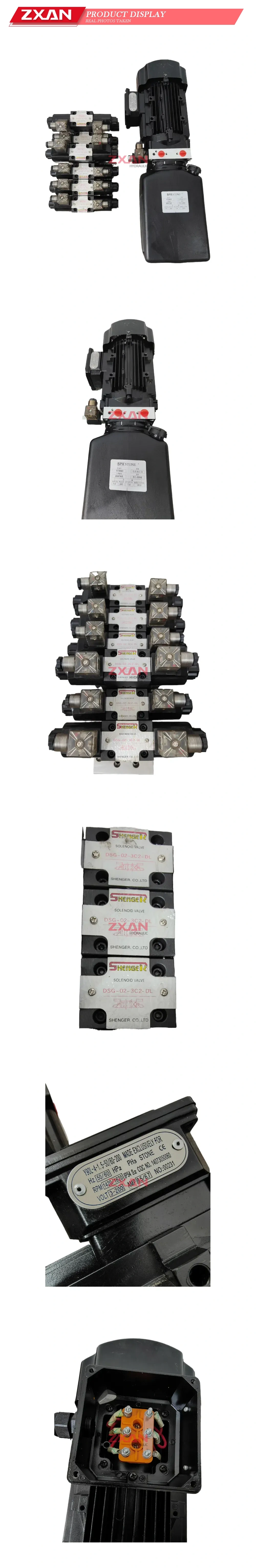 SPX STONE / SHENGER FC-329S / DSG-02-3C2-DL / Y90L-4-1.5-50/60-200 Hydraulic Power Unit with Solenoid Directional Valve Manifold Description